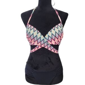 Victoria's Secret Pink Tribal Print Wrap Halter Bikini 32D/Small